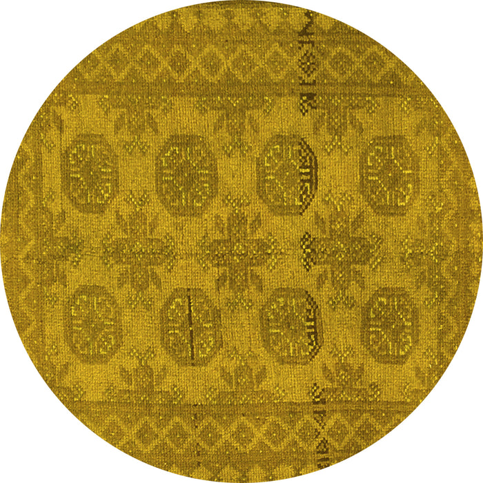 Round Persian Yellow Traditional Rug, tr1262yw