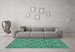 Machine Washable Persian Turquoise Traditional Area Rugs in a Living Room,, wshtr1262turq