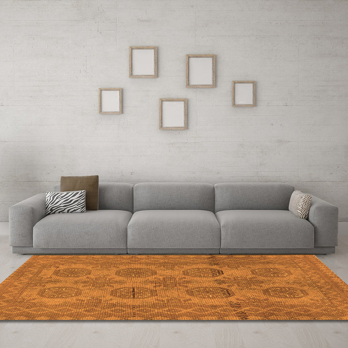 Machine Washable Persian Orange Traditional Area Rugs in a Living Room, wshtr1262org