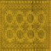 Square Machine Washable Persian Yellow Traditional Rug, wshtr1262yw