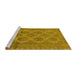 Sideview of Machine Washable Persian Yellow Traditional Rug, wshtr1262yw