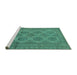 Sideview of Machine Washable Persian Turquoise Traditional Area Rugs, wshtr1262turq