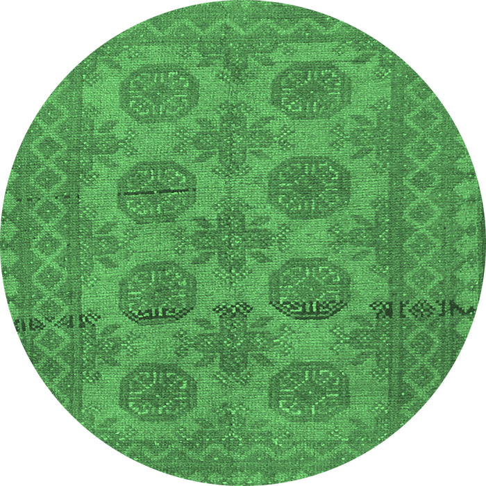 Round Machine Washable Persian Emerald Green Traditional Area Rugs, wshtr1262emgrn