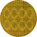 Round Machine Washable Persian Yellow Traditional Rug, wshtr1262yw