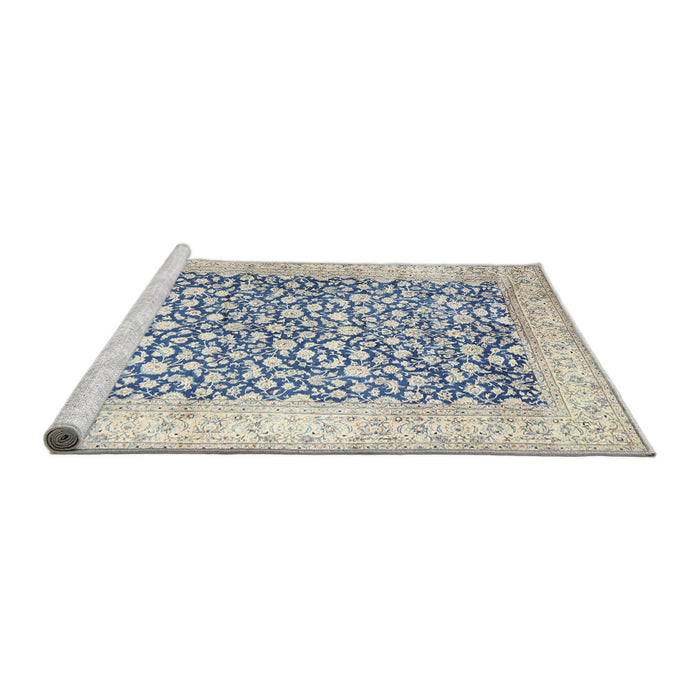 Sideview of Machine Washable Traditional Slate Blue Grey Blue Rug, wshtr1263