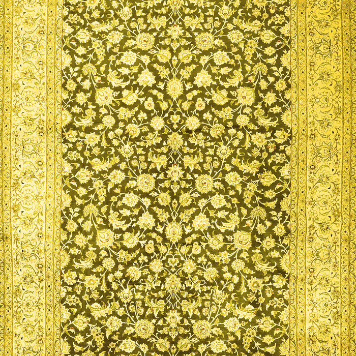 Machine Washable Persian Yellow Traditional Rug, wshtr1263yw
