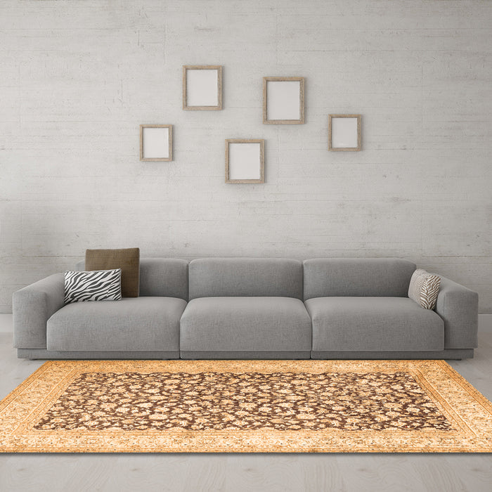 Machine Washable Persian Orange Traditional Area Rugs in a Living Room, wshtr1263org
