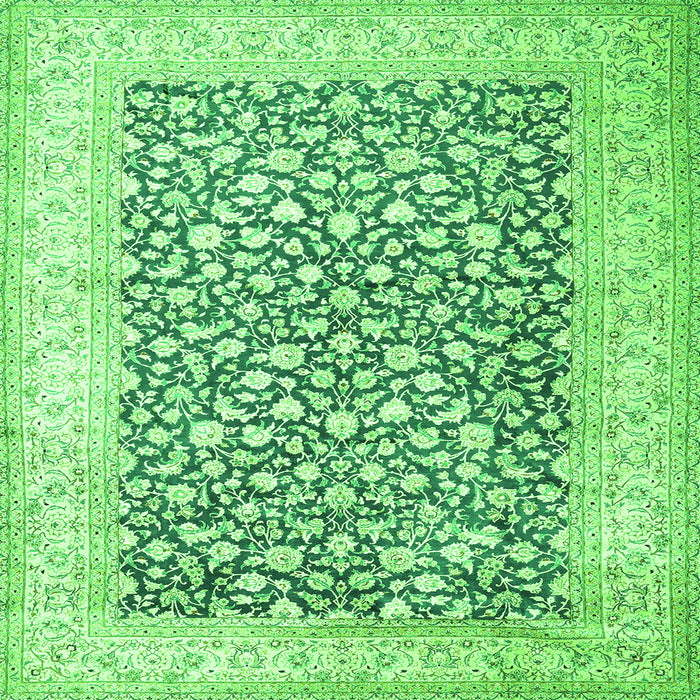 Round Machine Washable Persian Green Traditional Area Rugs, wshtr1263grn