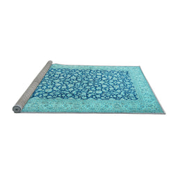Sideview of Machine Washable Persian Light Blue Traditional Rug, wshtr1263lblu
