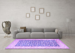 Machine Washable Persian Purple Traditional Area Rugs in a Living Room, wshtr1263pur