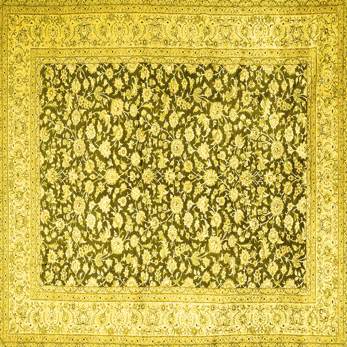 Square Machine Washable Persian Yellow Traditional Rug, wshtr1263yw