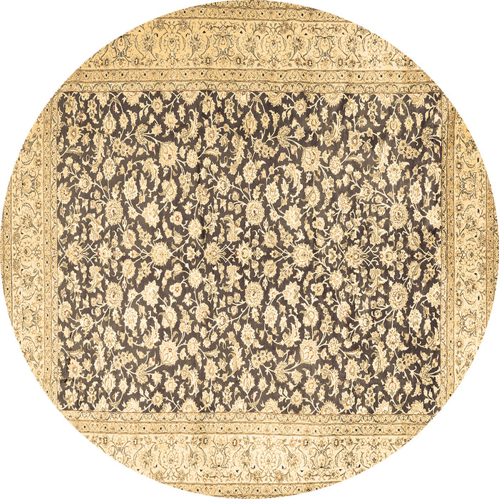Round Machine Washable Persian Brown Traditional Rug, wshtr1263brn