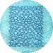 Round Machine Washable Persian Light Blue Traditional Rug, wshtr1263lblu