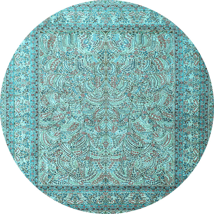 Round Persian Light Blue Traditional Rug, tr1264lblu