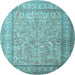 Round Persian Light Blue Traditional Rug, tr1264lblu