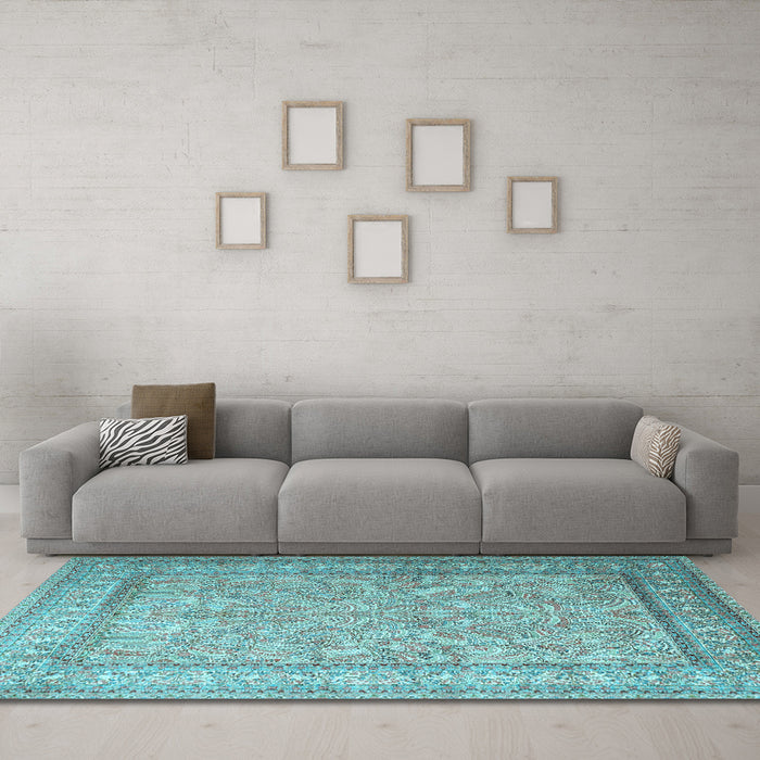 Machine Washable Persian Light Blue Traditional Rug in a Living Room, wshtr1264lblu