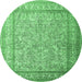 Round Persian Emerald Green Traditional Rug, tr1264emgrn