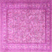 Square Machine Washable Persian Pink Traditional Rug, wshtr1264pnk