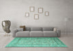 Machine Washable Persian Turquoise Traditional Area Rugs in a Living Room,, wshtr1264turq