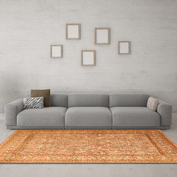 Machine Washable Persian Orange Traditional Area Rugs in a Living Room, wshtr1264org