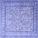 Square Machine Washable Persian Blue Traditional Rug, wshtr1264blu