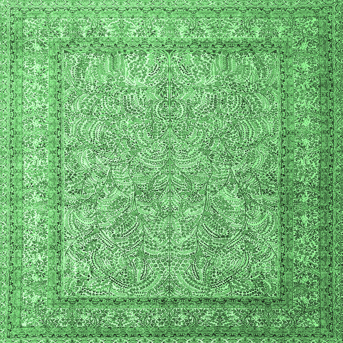 Square Persian Emerald Green Traditional Rug, tr1264emgrn