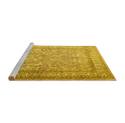 Sideview of Machine Washable Persian Yellow Traditional Rug, wshtr1264yw