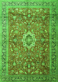 Medallion Green Traditional Rug, tr1265grn