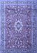 Machine Washable Medallion Blue Traditional Rug, wshtr1265blu