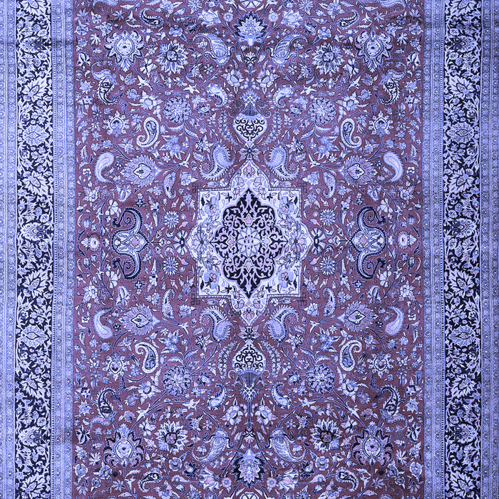 Machine Washable Medallion Blue Traditional Rug, wshtr1265blu