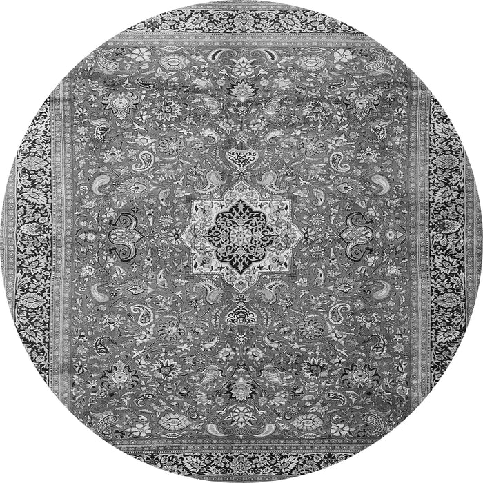Machine Washable Medallion Gray Traditional Rug, wshtr1265gry