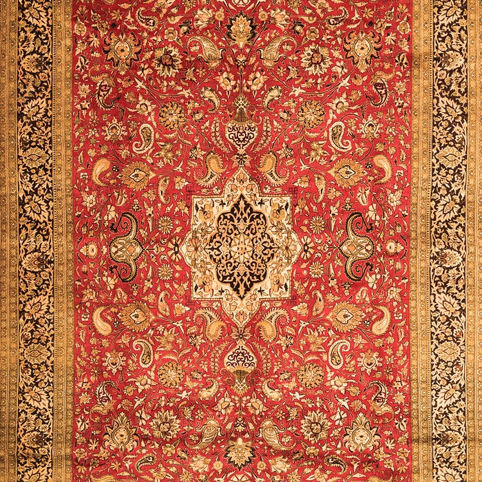 Serging Thickness of Machine Washable Medallion Orange Traditional Area Rugs, wshtr1265org