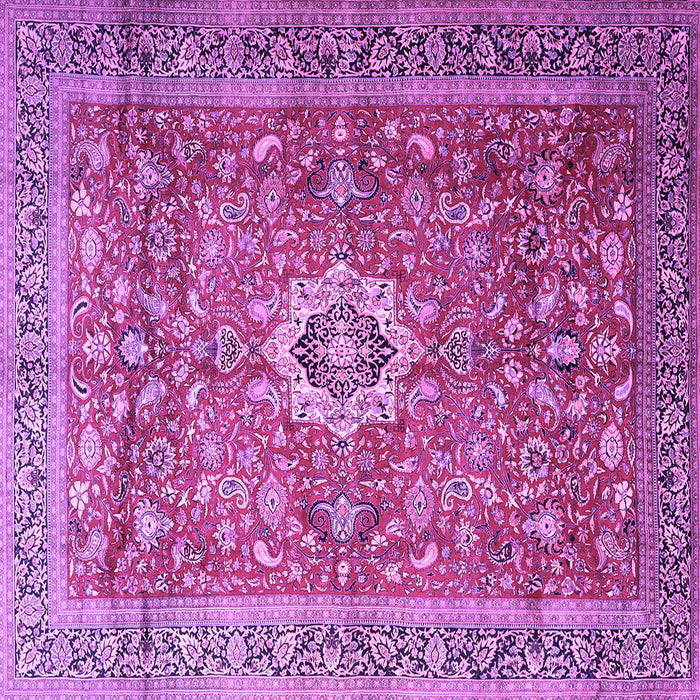 Square Machine Washable Medallion Purple Traditional Area Rugs, wshtr1265pur