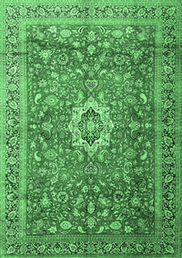 Medallion Emerald Green Traditional Rug, tr1265emgrn