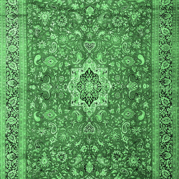 Machine Washable Medallion Emerald Green Traditional Area Rugs, wshtr1265emgrn