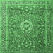 Square Medallion Emerald Green Traditional Rug, tr1265emgrn