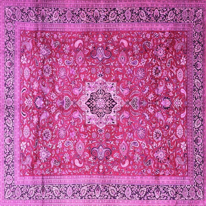 Square Machine Washable Medallion Pink Traditional Rug, wshtr1265pnk