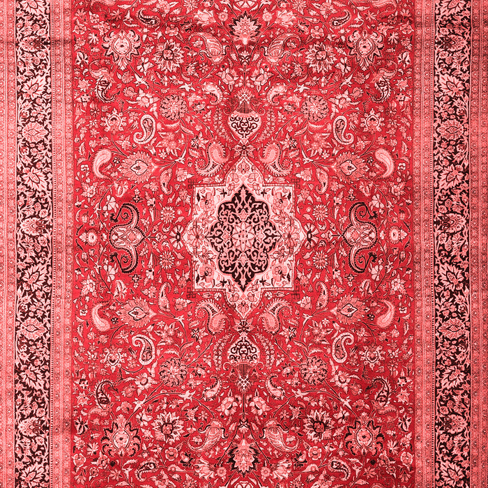 Machine Washable Medallion Red Traditional Rug, wshtr1265red