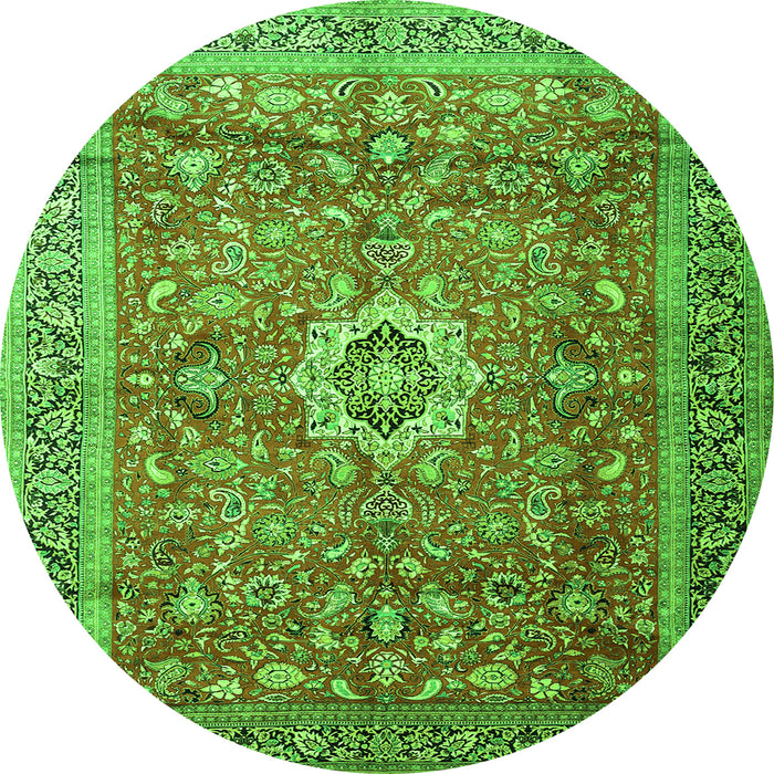 Square Medallion Green Traditional Rug, tr1265grn