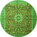 Square Medallion Green Traditional Rug, tr1265grn