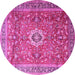 Round Medallion Pink Traditional Rug, tr1265pnk