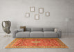 Machine Washable Medallion Orange Traditional Area Rugs in a Living Room, wshtr1265org