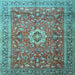 Square Medallion Light Blue Traditional Rug, tr1265lblu