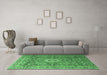 Machine Washable Medallion Emerald Green Traditional Area Rugs in a Living Room,, wshtr1265emgrn