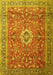 Machine Washable Medallion Yellow Traditional Rug, wshtr1265yw