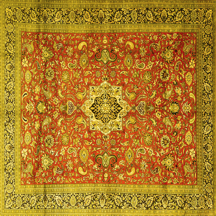 Square Medallion Yellow Traditional Rug, tr1265yw