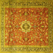 Square Medallion Yellow Traditional Rug, tr1265yw