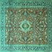 Square Medallion Turquoise Traditional Rug, tr1265turq