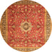 Machine Washable Medallion Orange Traditional Area Rugs, wshtr1265org