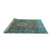 Sideview of Machine Washable Medallion Light Blue Traditional Rug, wshtr1265lblu